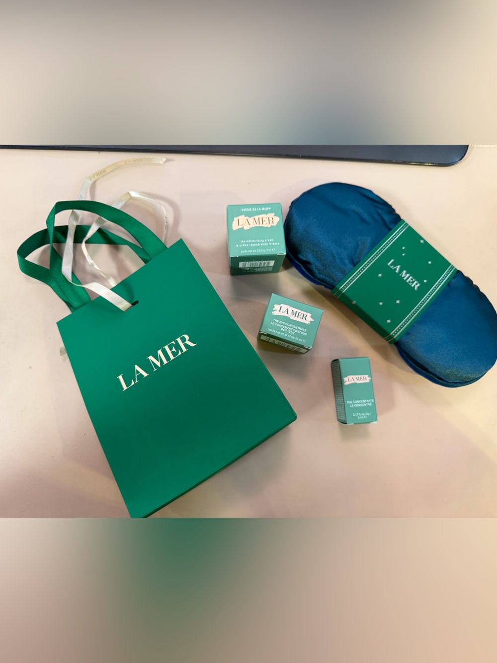 LA MER NWT SAMPLE SET EYE MASK, MOISTURIZING CREAM, EYE CONCENTRATE & THE CONCEN